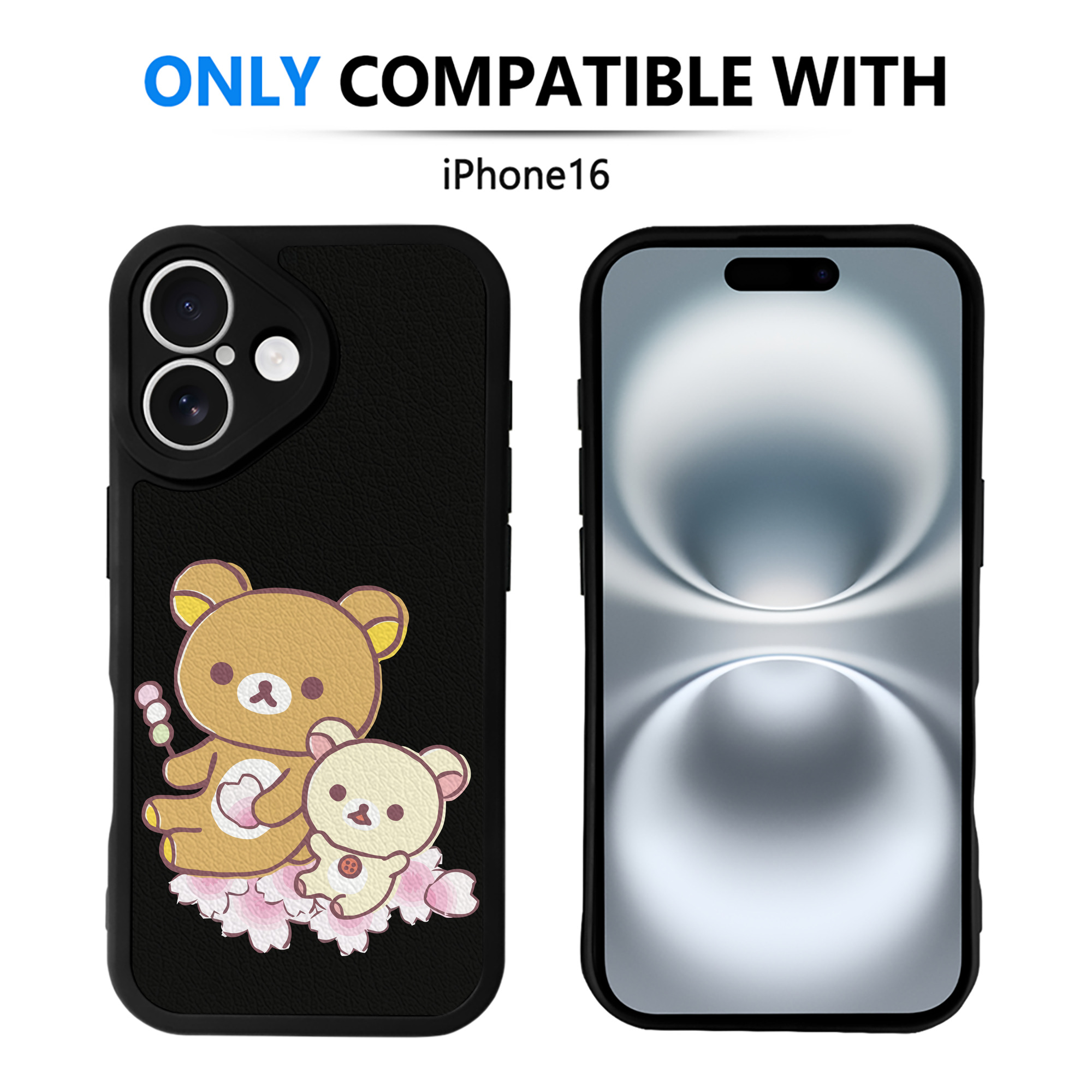（画像用） リラックマ リラックマ キイロイトリ Rilakkuma Korilakkuma Kiiroitori 【iPhone 16シリーズ対応】シリコンスマホケース（レザー調） 材質：シリコン